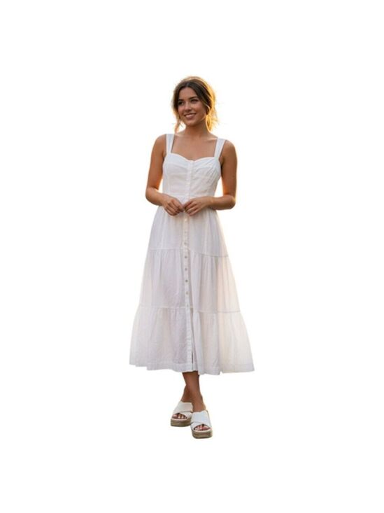 Madewell Dresses & Skirts - Madewell Tiered White Boho Midi Dress Size 6
